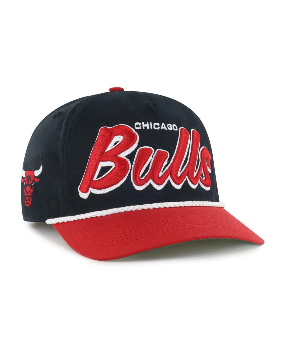 47 Brand Men's Black/red Chicago Bulls Drop Shadow Rope Hitch Adjustable Hat