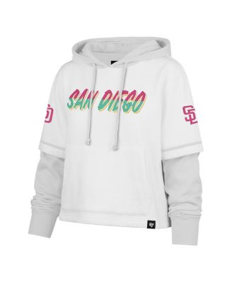 Women's White San Diego Padres City Connect Shortstop Cropped Pullover Hoodie