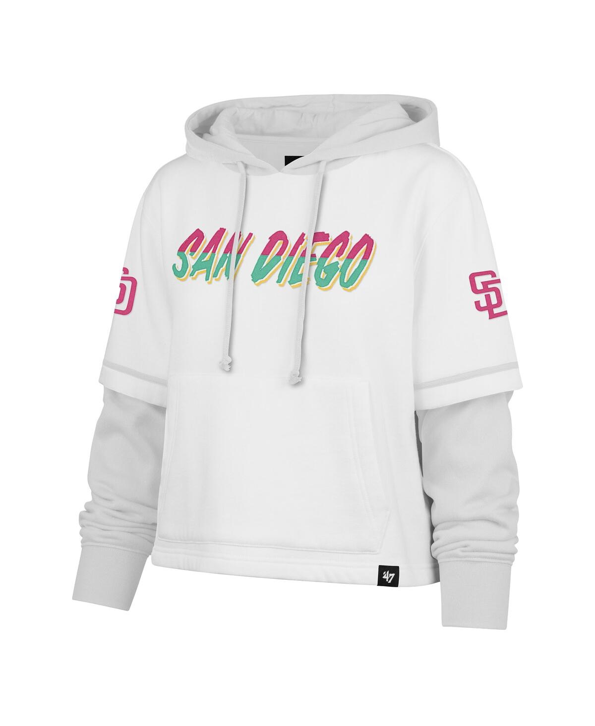 Shop 47 Brand Women's White San Diego Padres City Connect Shortstop Cropped Pullover Hoodie