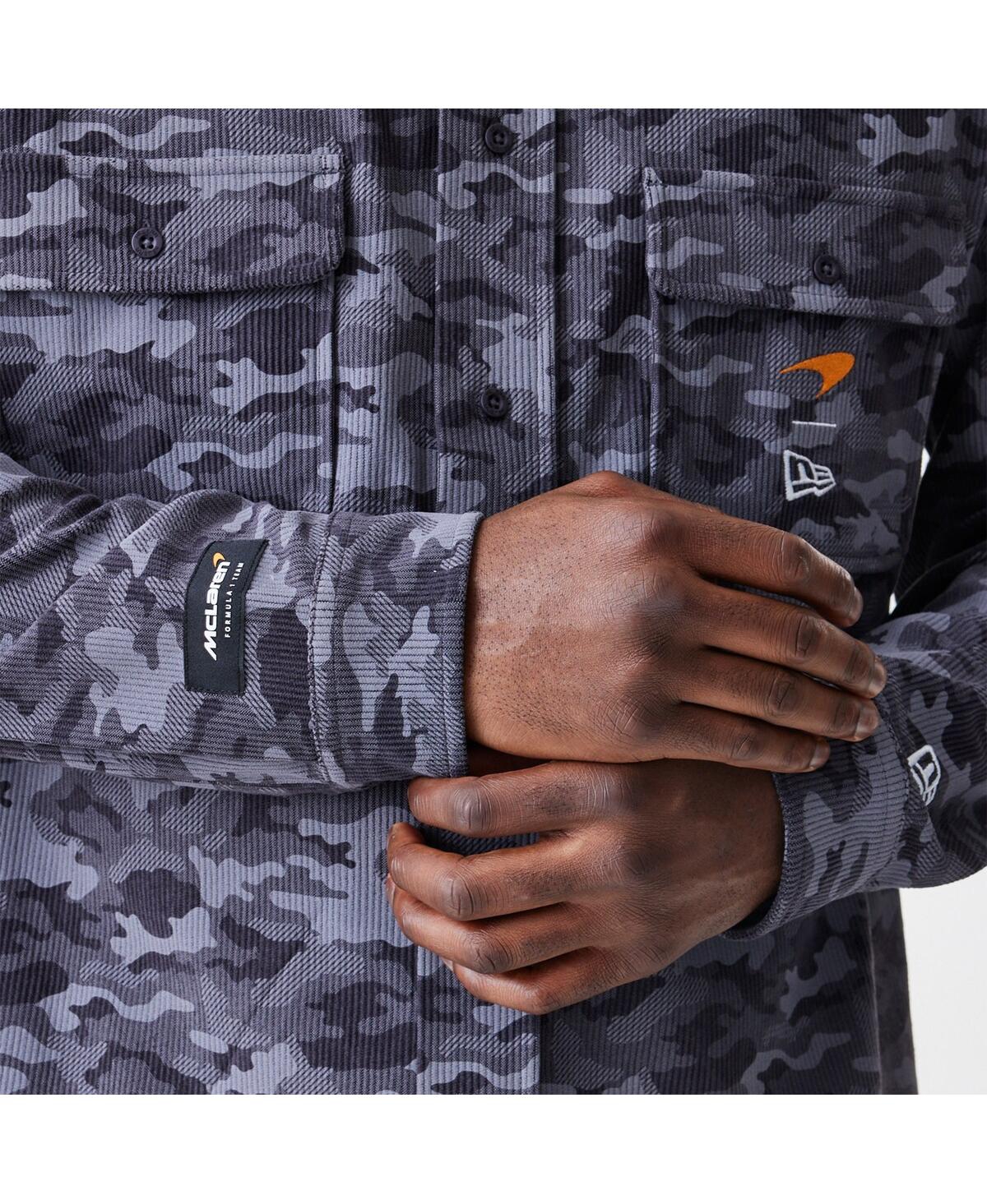 NEW ERA MEN'S GRAPHITE MCLAREN F1 TEAM CAMO BUTTON-UP SHIRT 