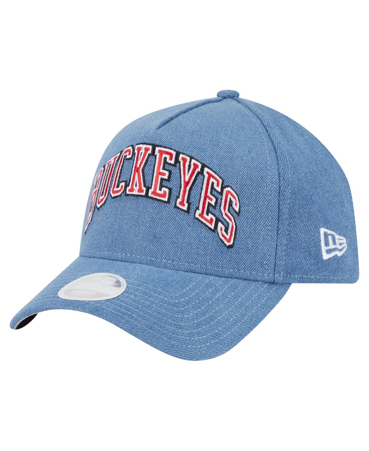 Shop New Era Women's Denim Ohio State Buckeyes A-frame 9forty Adjustable Hat