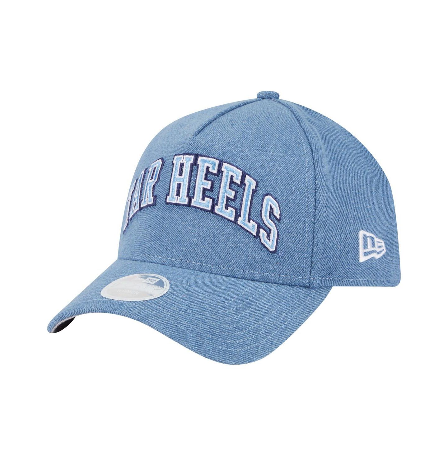 Женские головные уборы New Era Denim North Carolina Tar Heels A-Frame 9FORTY Adjustable Hat — фото 1