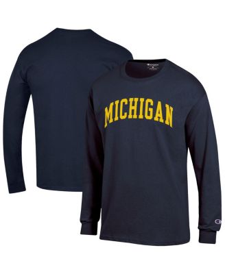 Champion - Men's Navy Michigan Wolverines Basic Arch Long Sleeve T-Shirt