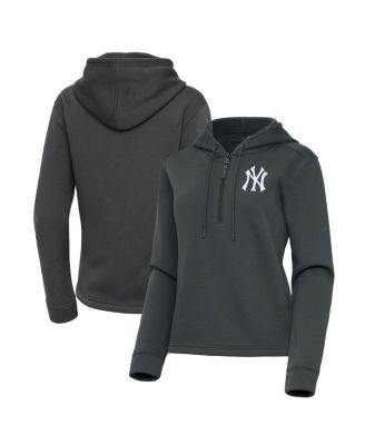 Antigua - Women's Pewter New York Yankees Contemporary Quarter-Zip Hoodie