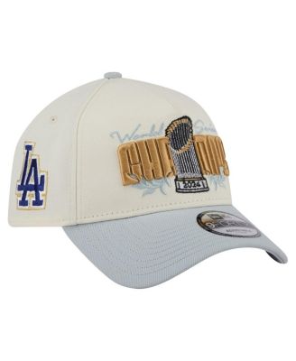 Men's Cream Los Angeles Dodgers 2024 World Series Champions Parade Takedown A-Frame 9FORTY Adjustable Hat