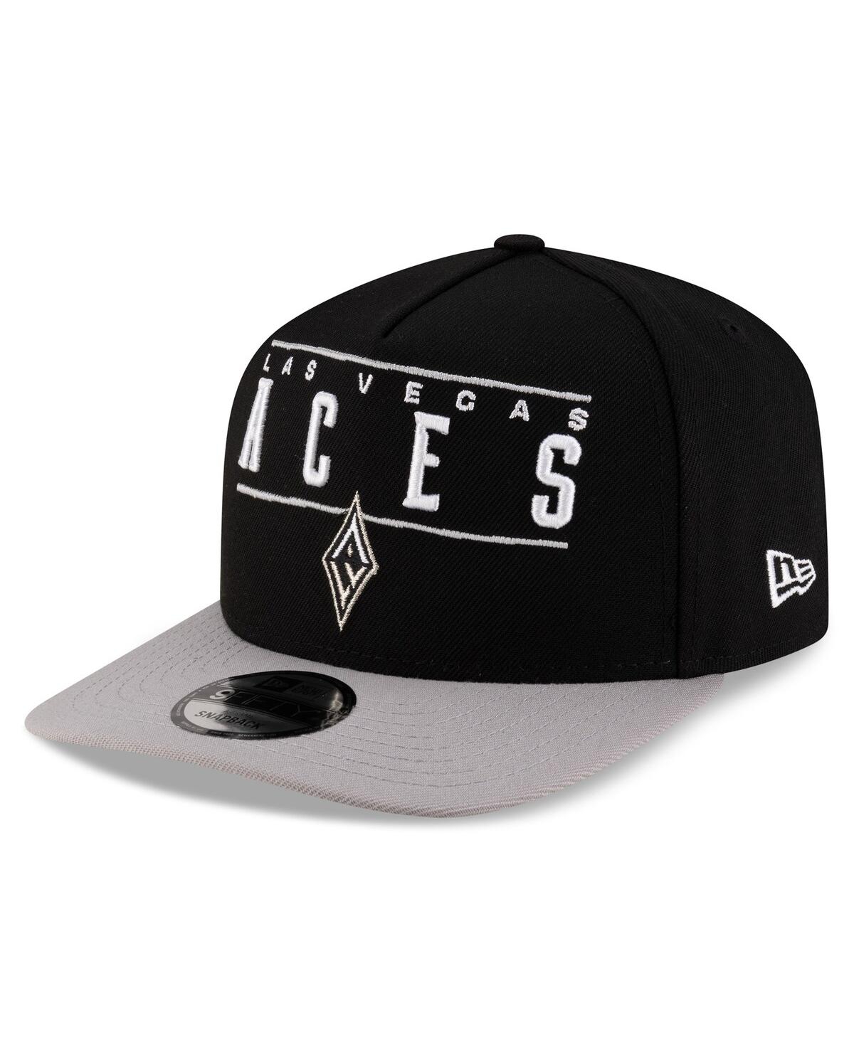 NEW ERA MEN'S AND WOMEN'S BLACK/SILVER LAS VEGAS ACES 2025 WNBA DRAFT A-FRAME 9FIFTY SNAPBACK HAT 