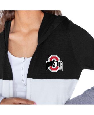 Women's Black Ohio State Buckeyes Color Block Hooded Cardigan