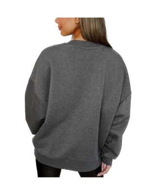 Women's Heather Charcoal USC Trojans Distressed Fleece Pullover Sweatshirt