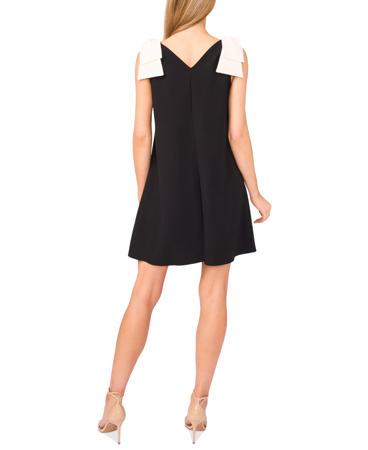 Cece Women's V-neck Contrast-bow Sleeveless Dress In Black
