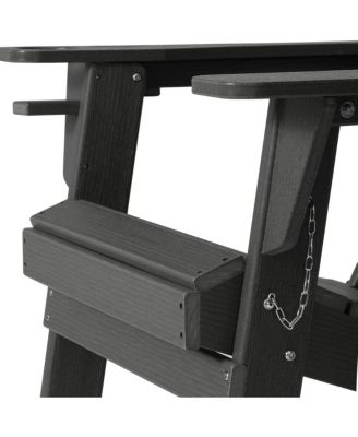 Outdoor Patio HDPE Resin Adirondack Chair With Cup Holder and Phone Holder