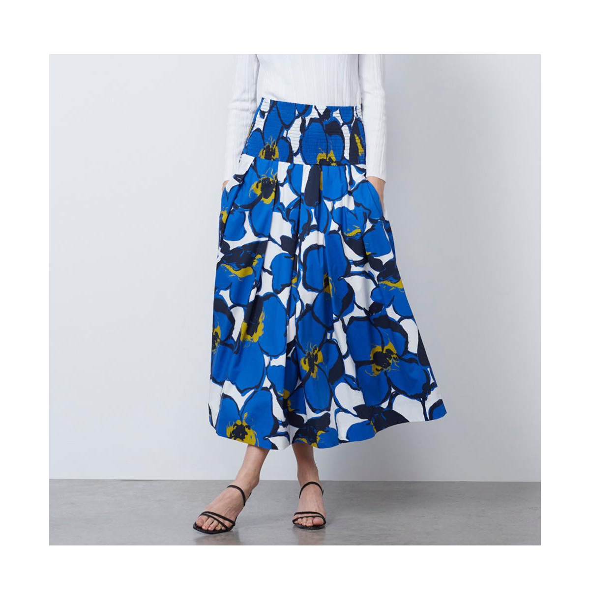 Women's Floral Print Skirt Mykonos - Blue/white/navy blue/green