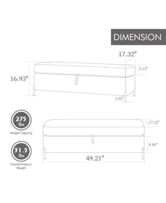 Velvet Upholstered Storage Bench with Flip Top Hidden Compartment for Bedroom, Living Room, Entryway or Window Seat-The Pop Home