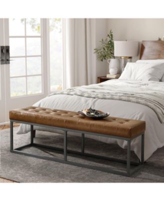 Amalia Mid-century Modern Bench with Button-tufted