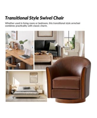 1 piece  Genuine Leather 360-degree Swivel Barrel Chair