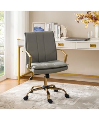 1 Pc Faux Leather Modern Rocking Tilting High-Back Office Chair with 360-Degree Swivel Base