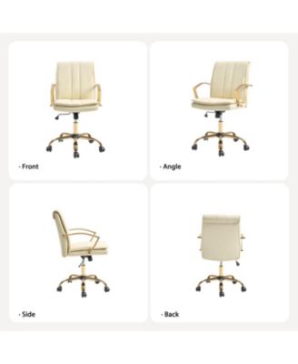 1 Pc Faux Leather Modern Rocking Tilting High-Back Office Chair with 360-Degree Swivel Base