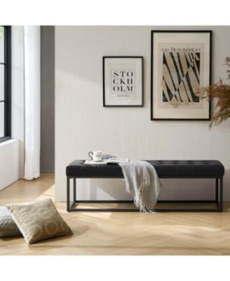 Amalia Mid-century Modern Bench with Button-tufted