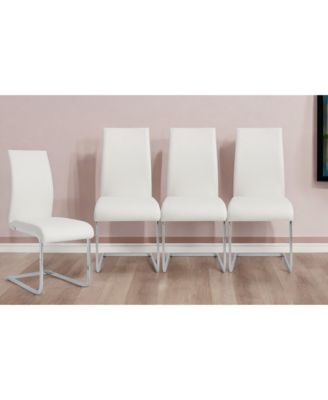 Set of 4 Faux Leather Long Back Cantilever Chairs for Dining Room or Office