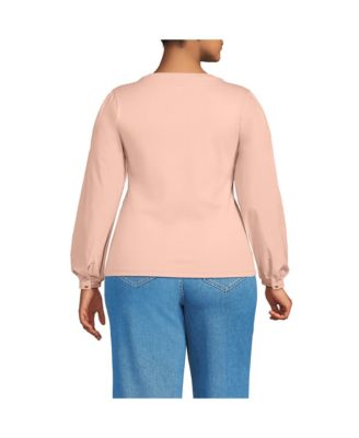 Plus Size Supima Interlock Scoop Neck Blouson Sleeve Top