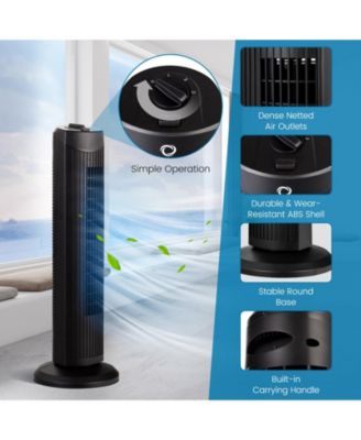 | Quiet Bladeless Oscillating Tower Fan | 35W Electric Standing Fan, 28 Inch