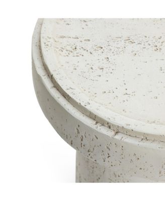 Off White MgO Round 18.5-Inch Tall Side Table, Indoor and Outdoor