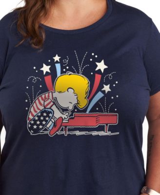 Plus Size Peanuts Americana Piano Graphic T-Shirt