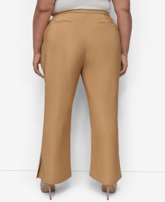 Plus Size Sueded Canvas High-Rise Pants