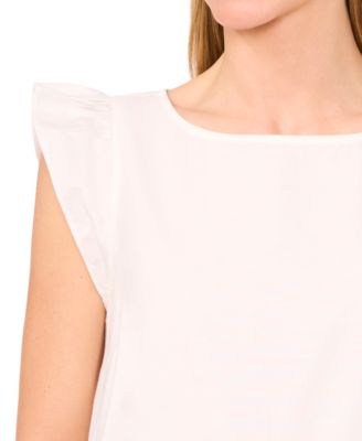 Women's Contrast Embroidered Cotton Cap-Sleeve Blouse