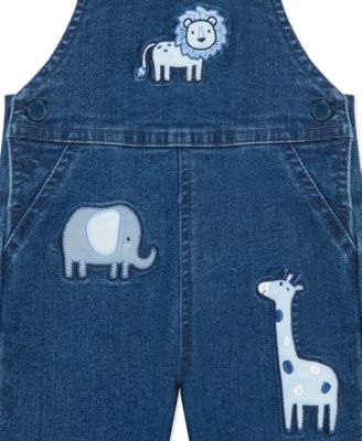 Baby Boys Striped T-Shirt & Safari Woven Denim Overall, 2 Piece Set