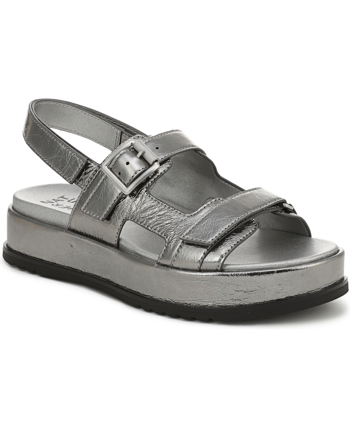 Naturalizer Women's Ziva Round Toe Flatform Sandals - Pewter Faux Leather