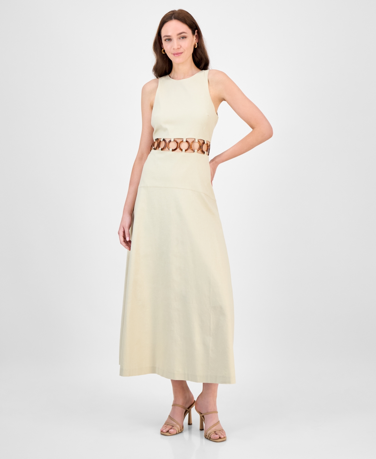 Women's Daphne Ring-Trim Cutout Dress - Light Beige