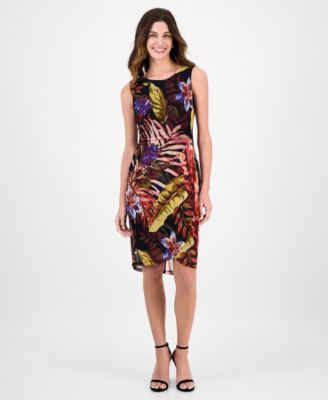 Connected - Women's Mesh Side-Pleated Sheath Dress