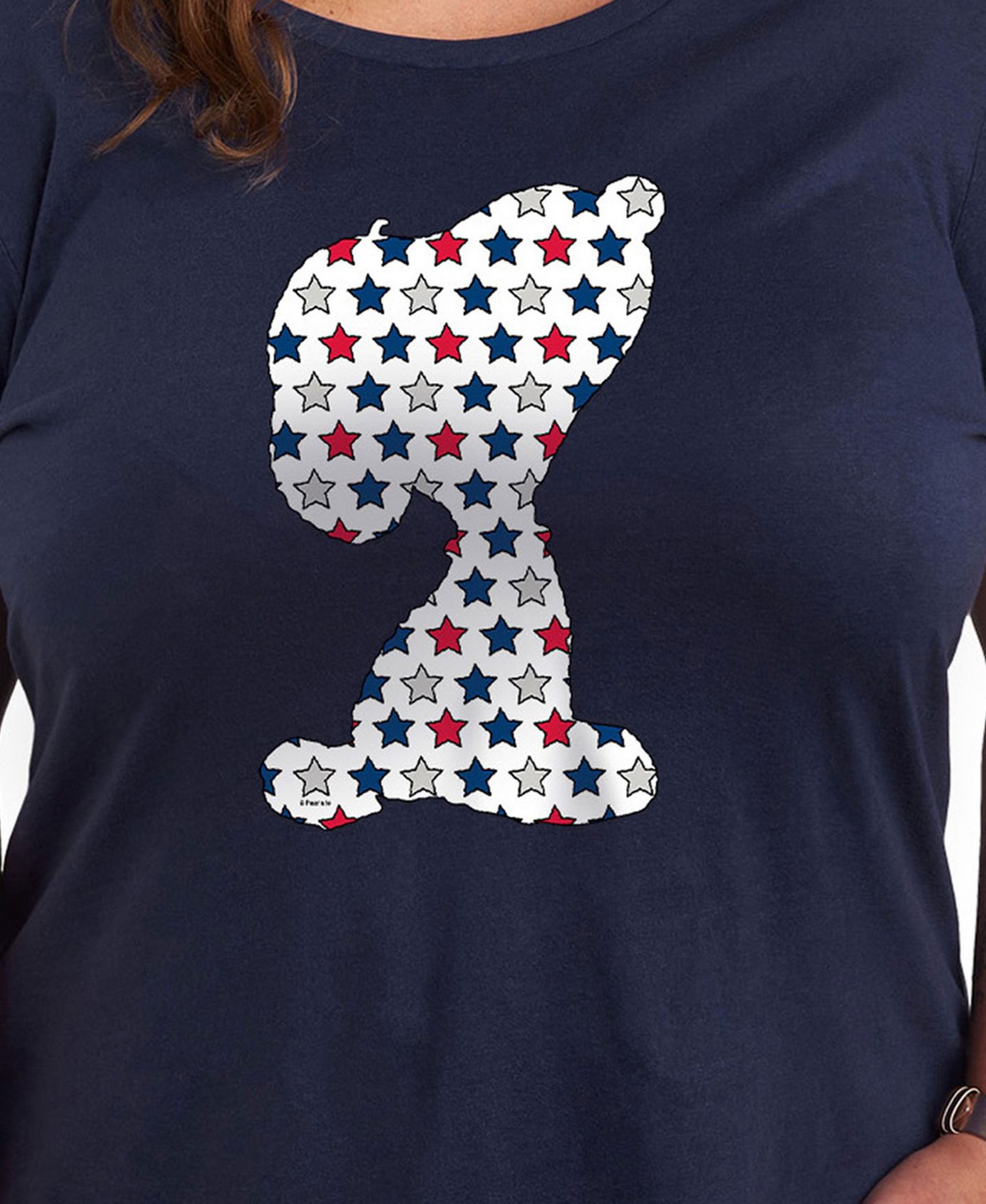 Женская футболка Hybrid Apparel Plus Size Peanuts Americana Snoopy Graphic Crew Neck, цвет: Синий — фото 3
