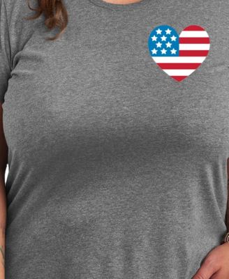 Plus Size Americana Heart Flag Graphic Crew Neck T-Shirt