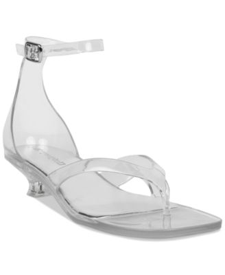 Women's Gummy Kitten-Heel Jelly Thong Sandals