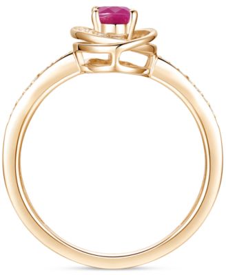 Emerald (3/8 ct. t.w.) & Diamond (1/6 ct. t.w.) Oval Swirl Ring in 14k Gold (Also in Ruby & Sapphire)