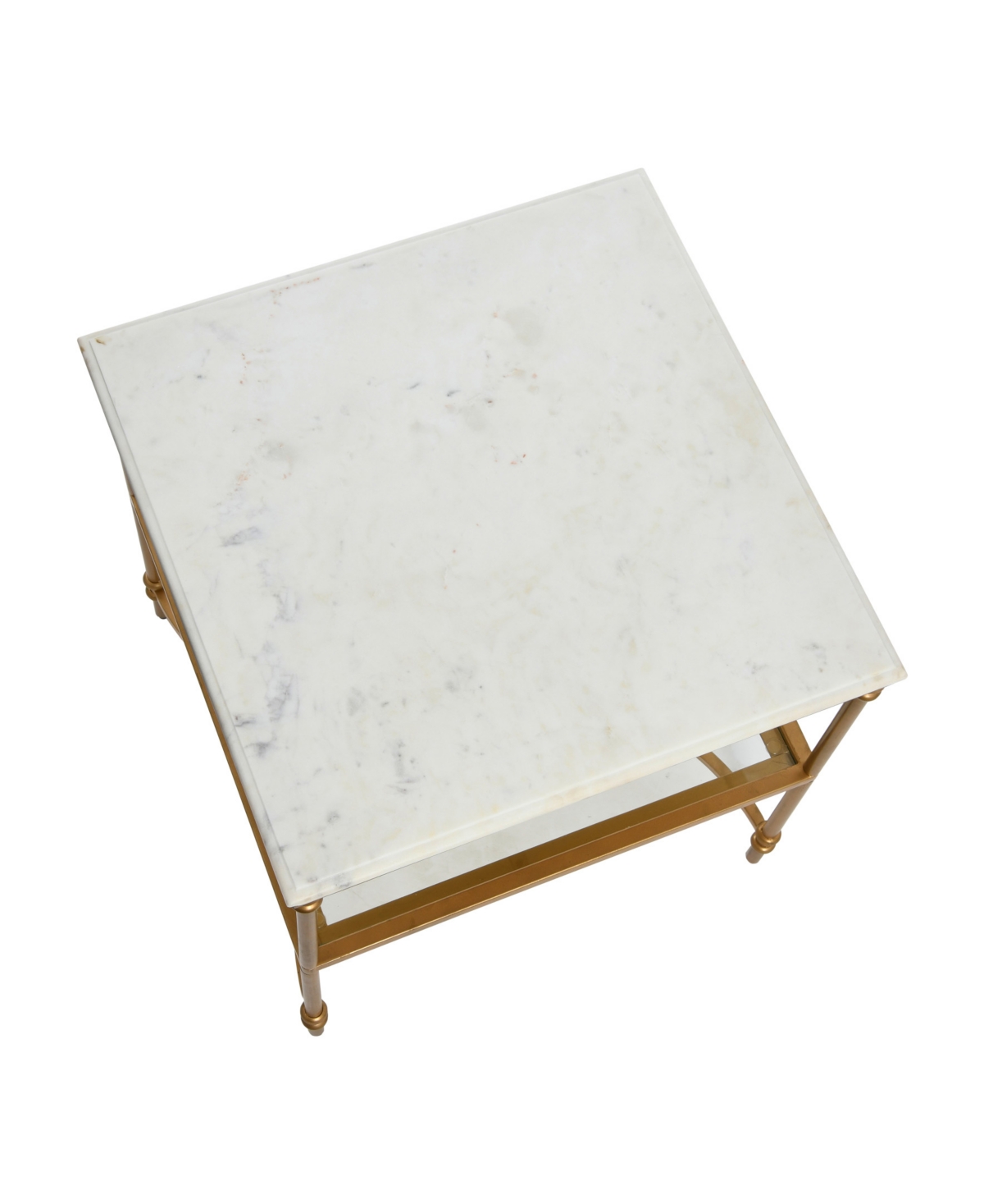 Creative Co-op 24" Libertine Genuine Marble And Metal Ogee Edge Square End Table