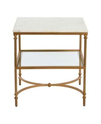 CREATIVE CO-OP 24" Marble and Metal Libertine Genuine Ogee Edge Square End Table