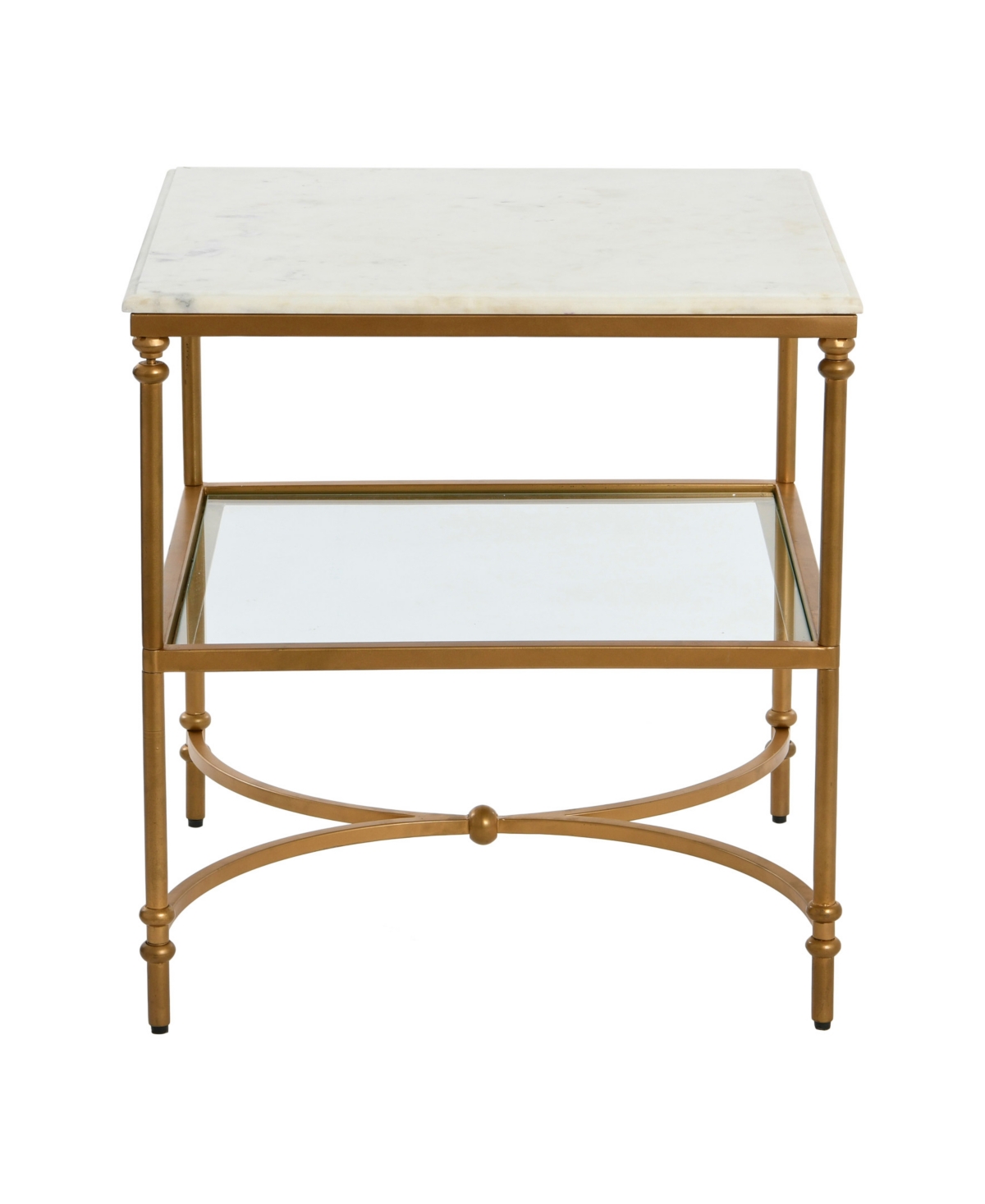 Creative Co-op 24" Libertine Genuine Marble And Metal Ogee Edge Square End Table