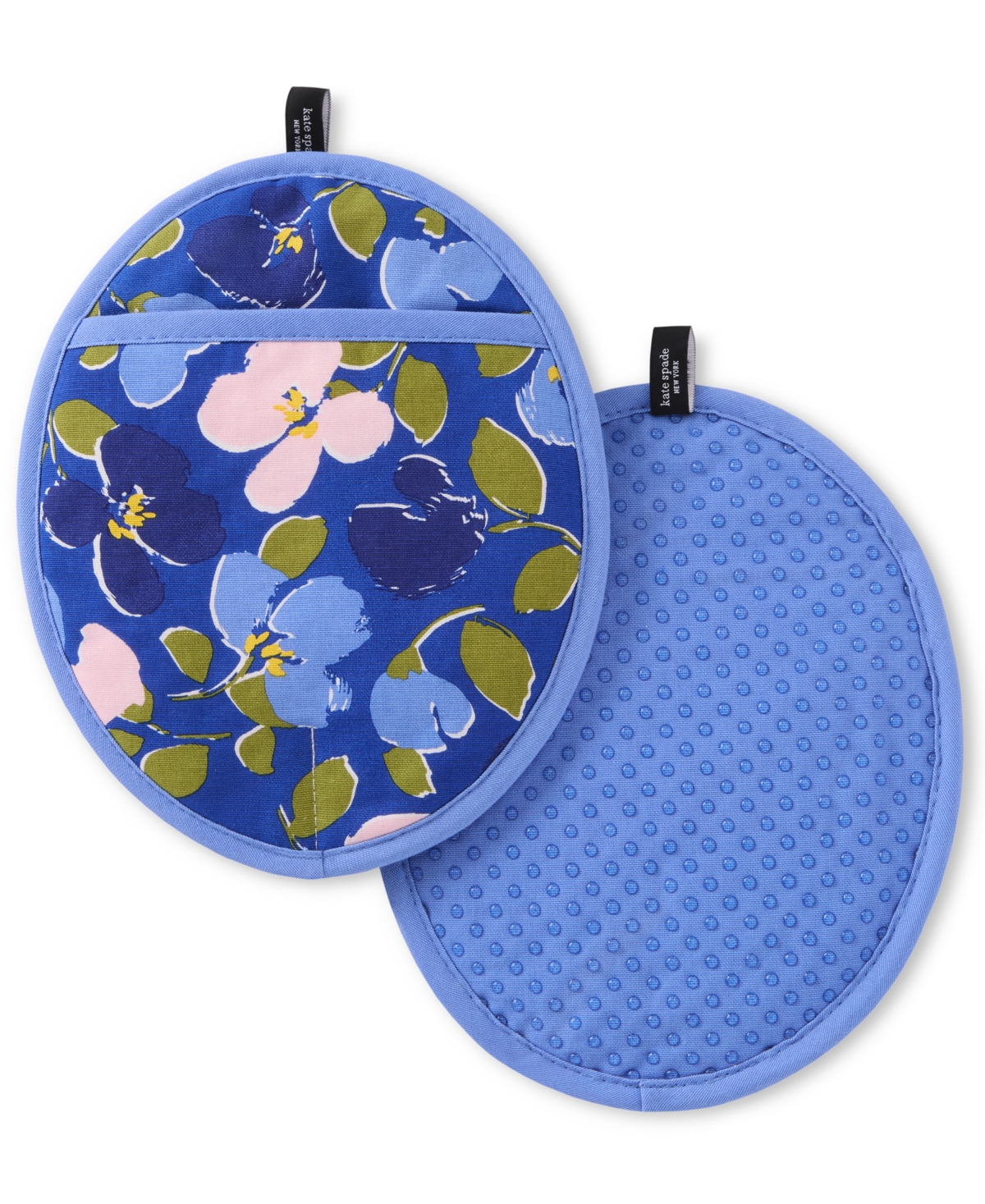 Painterly Bouquet Pot Holder Set, 8" x 10" - Blue,Green,Rose