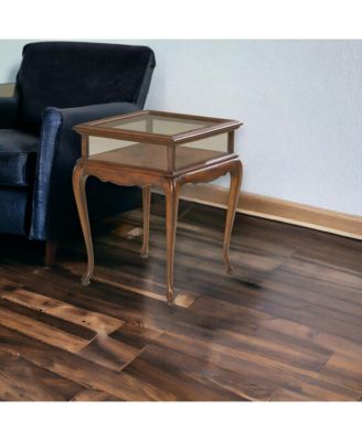 Tempered Glass Rectangular End Table with Polished Edges