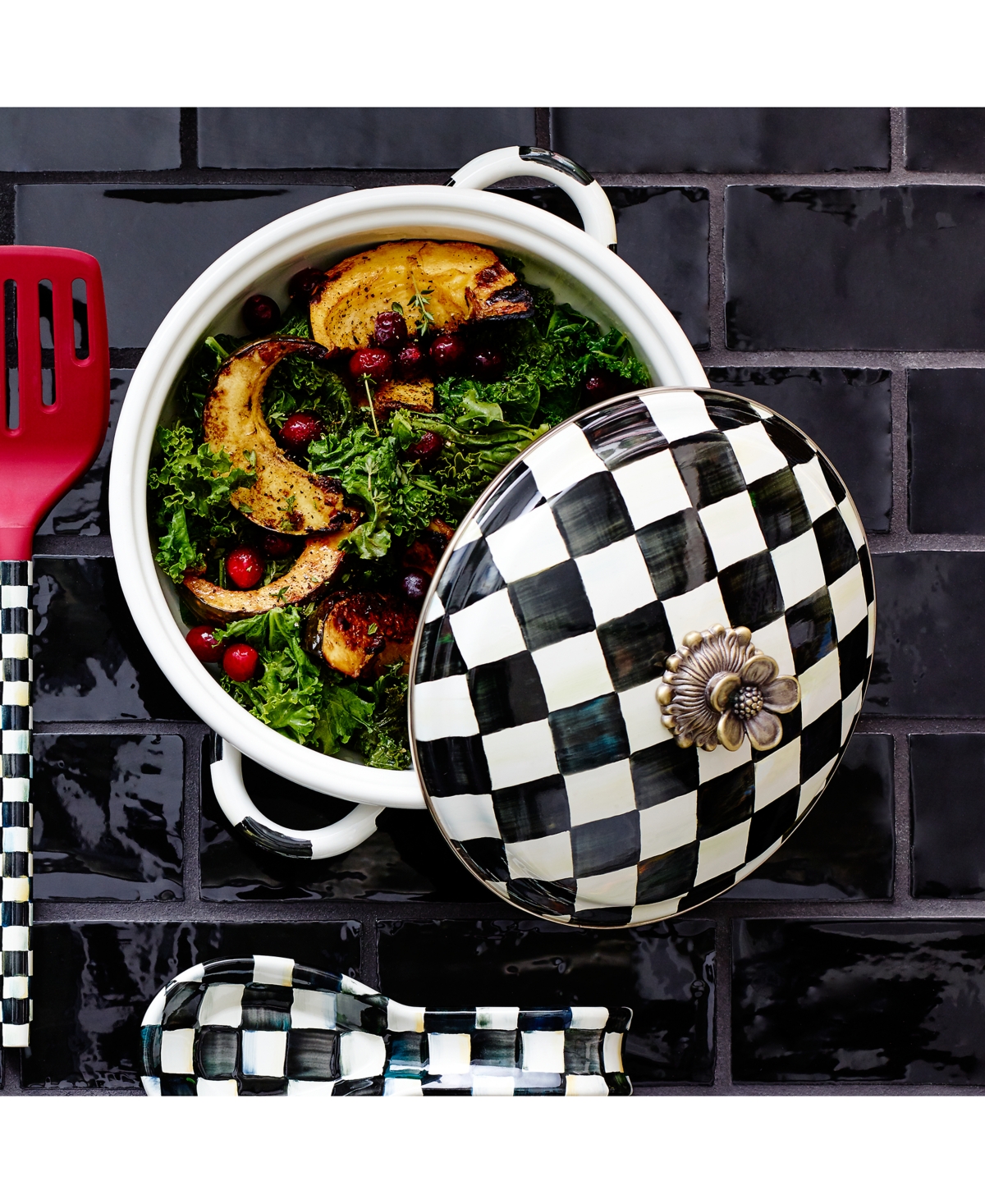 Mackenzie-childs Courtly Check Medium Casserole Dish In Black