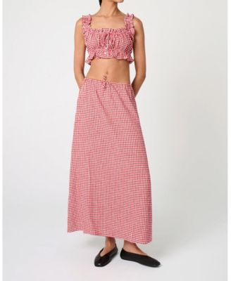 Women's Ruffle Button Up Crop Top