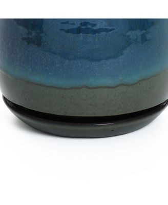 Blue and Green Ombre Round Decorative Ceramic Planter Pot