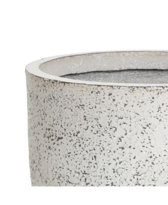 Rustic White with Gray 11.2-Inch Tall Round MgO Planter