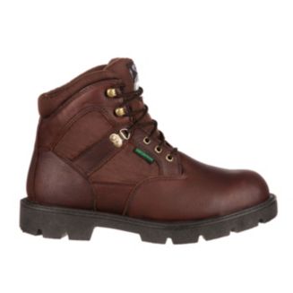 Scarpe Da Lavoro Uomo Georgia Boot Homeland 8 Pollici - Pelle Pieno Fiore Impermeabile, Suola PVC Resistente A Olio, Puntale In Acciaio, Marrone
