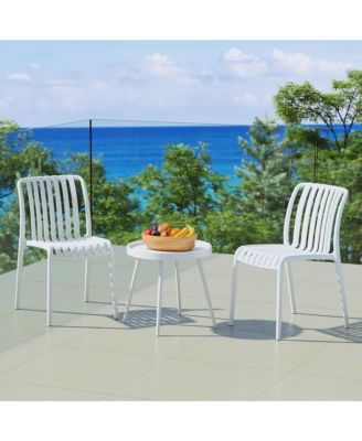 3-Piece Outdoor Patio Bistro Balcony Furniture Set With Stackable Chairs