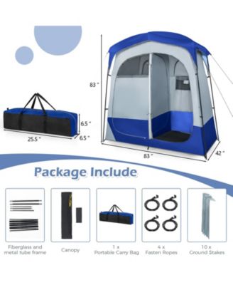 2 Rooms Oversize Privacy Shower Tent with Removable Rain Fly and Inside Pocket