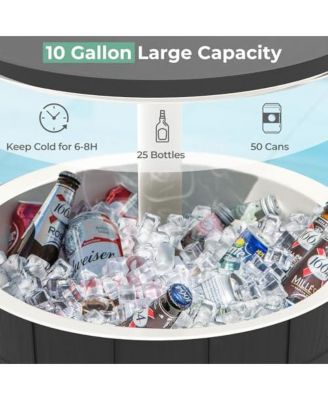 10 Gallon Cooler Bar Table Outdoor Coffee Table Ice Bucket with Telescopic Tabletop for Beer and Wine