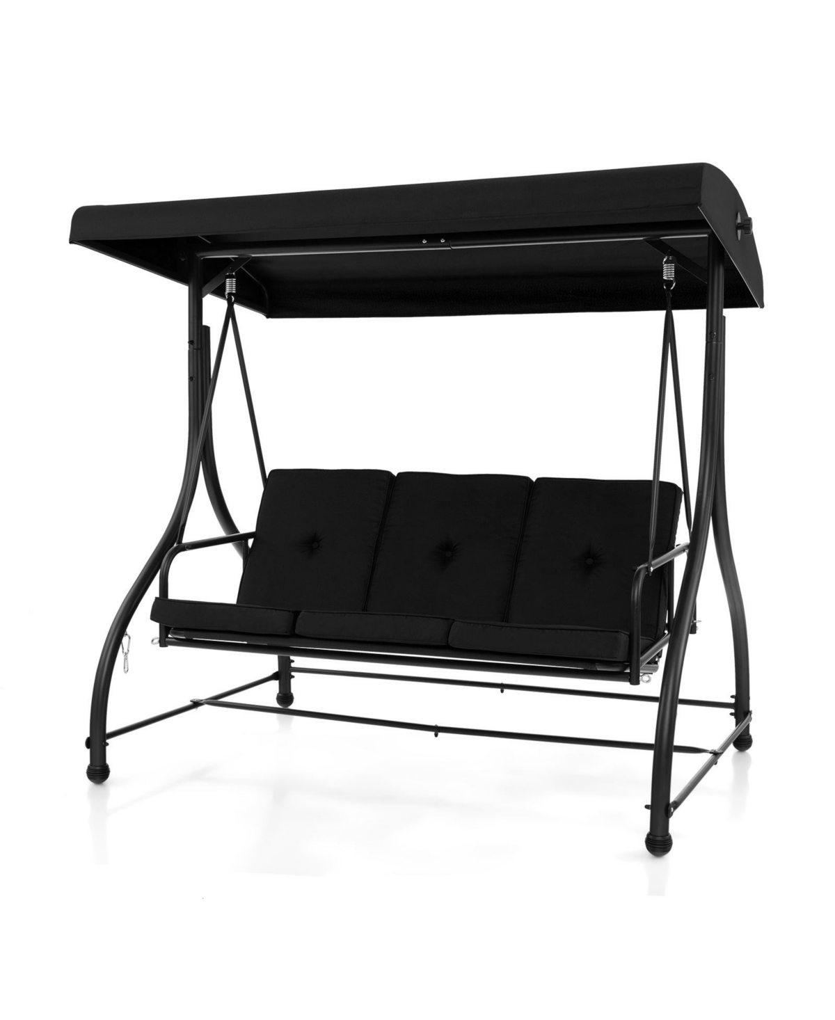 3 Seat Outdoor Porch Swing with Adjustable Canopy - Red